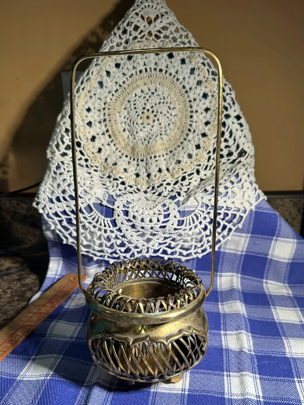 Brass VTG Woven MOTTAHEDEH DESIGN Basket Asian India